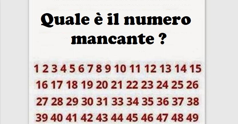 Riesci a trovare il numero mancante? Hai solo 30 secondi di tempo!