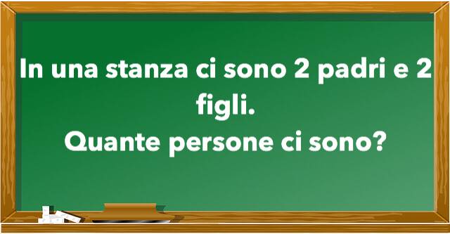 In una stanza ci sono 2 padri e 2 figli. Quante persone ci sono? - QUIZ ITALIA