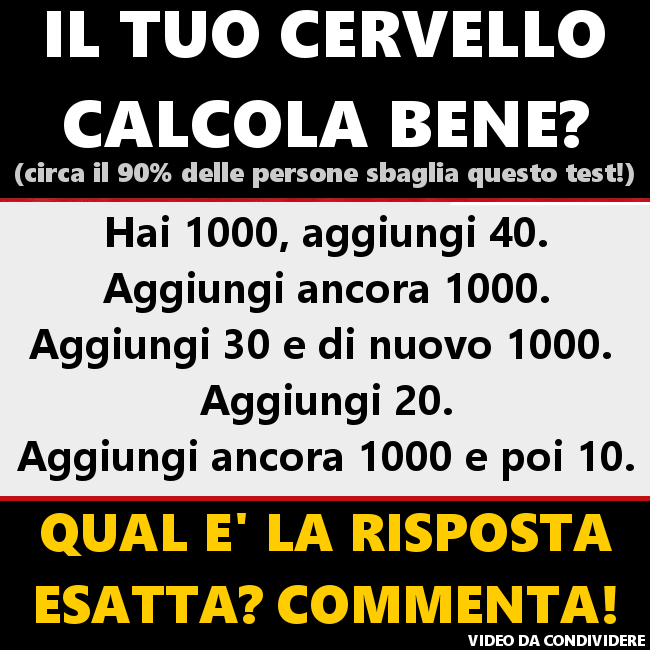 [INDOVINELLO] IL TUO CERVELLO CALCOLA BENE? - QUIZ ITALIA