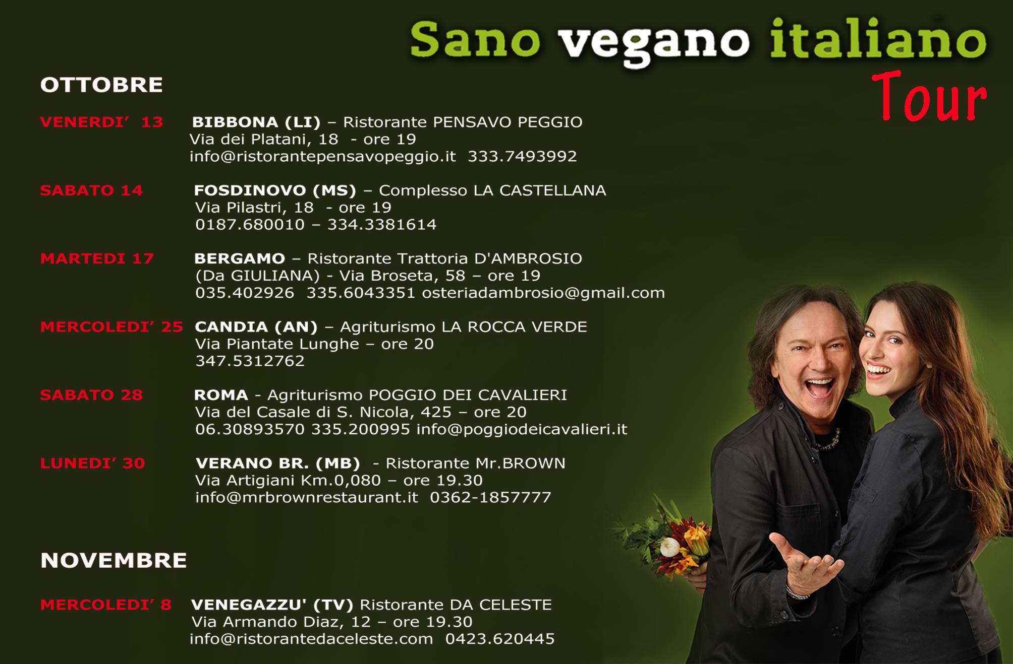Sano Vegano Italiano Tour Red Canzian Pubblica Le Nuove Date - Il Blog Di Marco Zuccardi