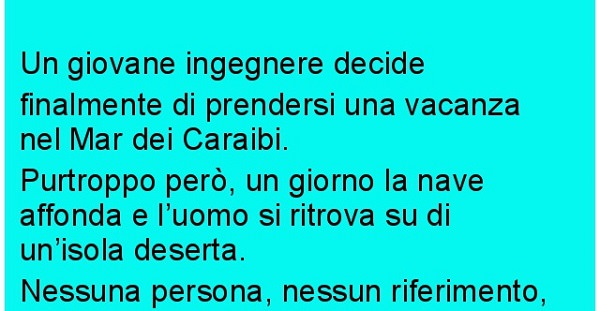 Un giovane ingegnere decide finalmente di prendersi una vacanza ai Caraibi (Barzelletta) 