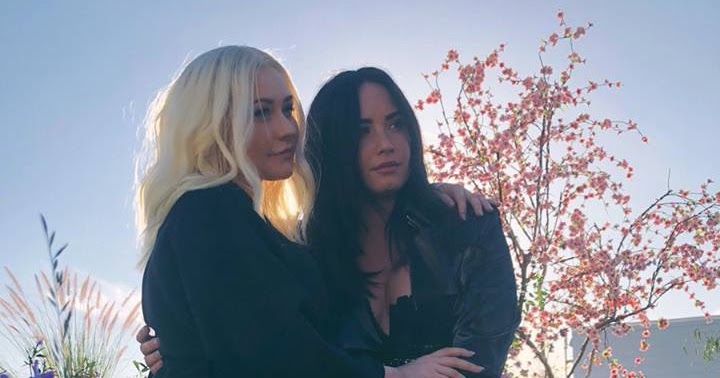 CHRISTINA AGUILERA & DEMI LOVATO sul set del video di