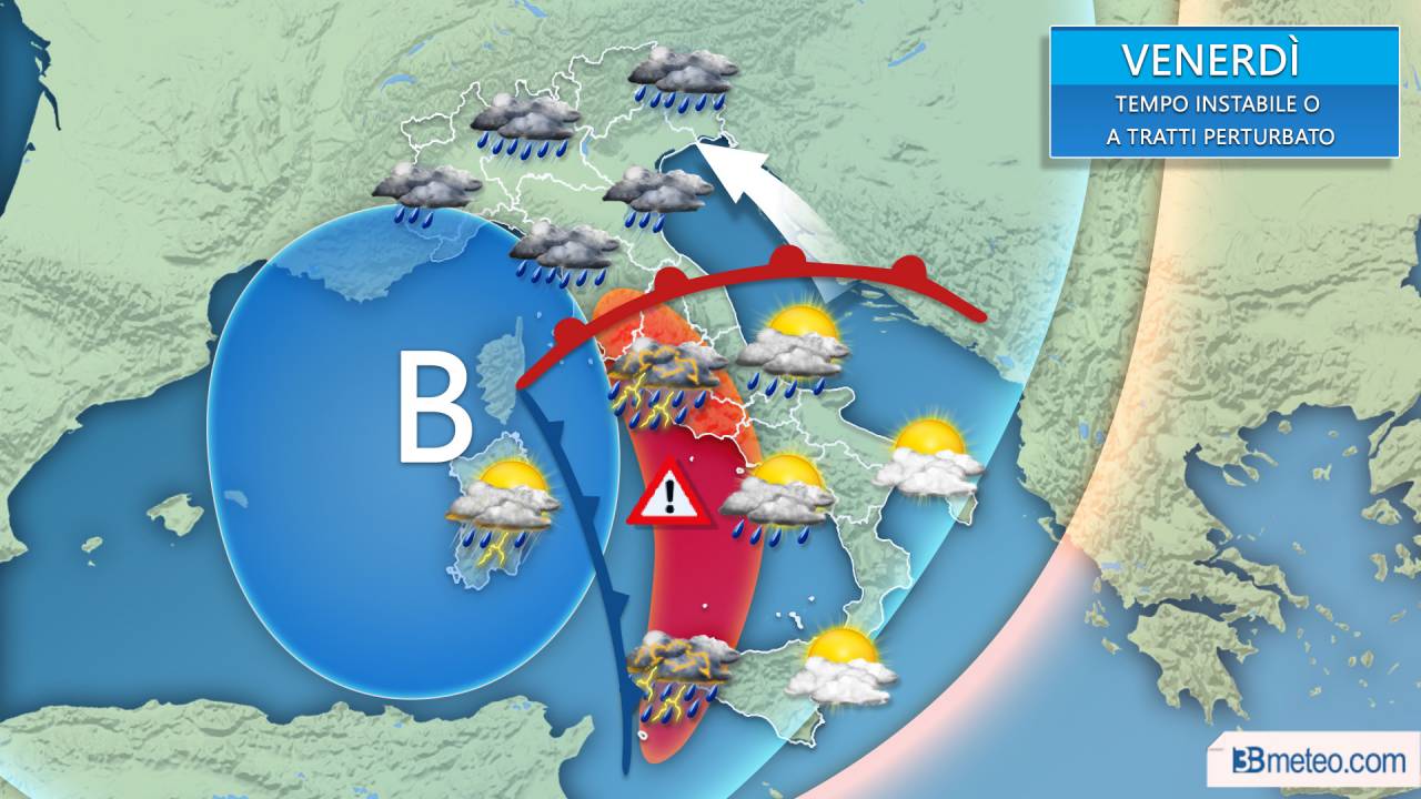 Meteo Italia - Ancora maltempo con temporali e locali nubifragi tra venerdì e domenica. Qui i dettagli « 3B Meteo