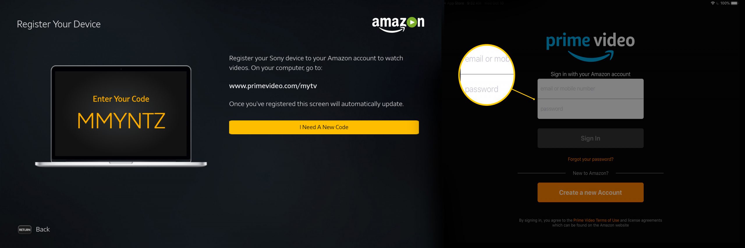 Amazon.com/mytv - Enter Code Here to Activate Amazon Prime Video App