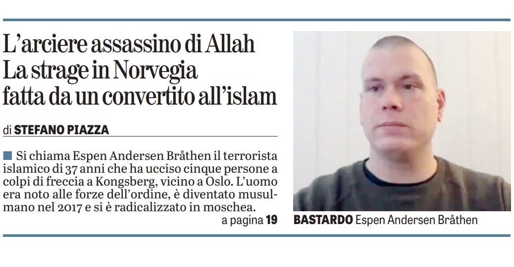 L'URLO: Strage di Kongsberg, il danese islamico viene fatto passare per pazzo