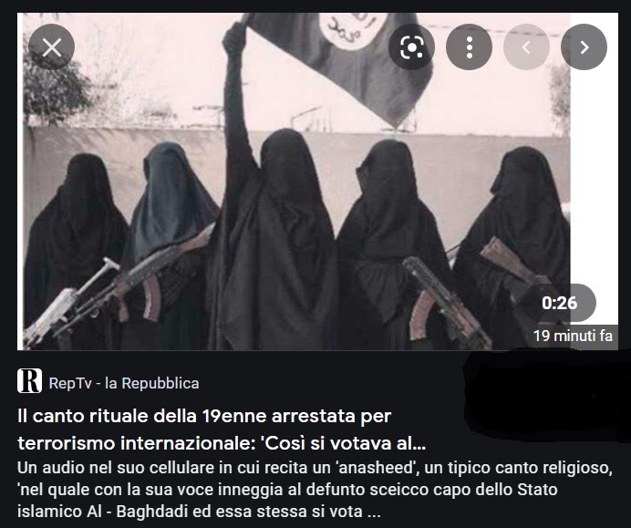 L'URLO: Il cancro islamico in mezzo a noi: arrestata a Milano 19enne pronta al martirio