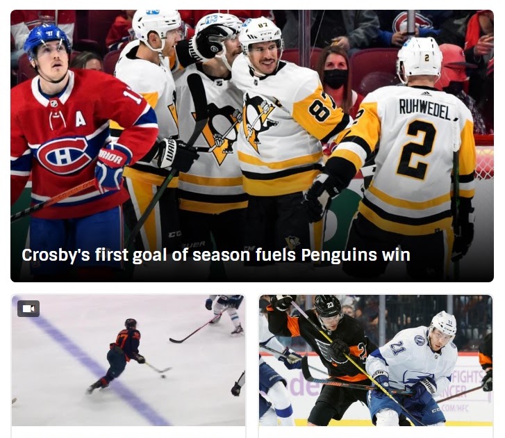 L'URLO: NHL: per Sidney Crosby arriva la prima rete stagionale