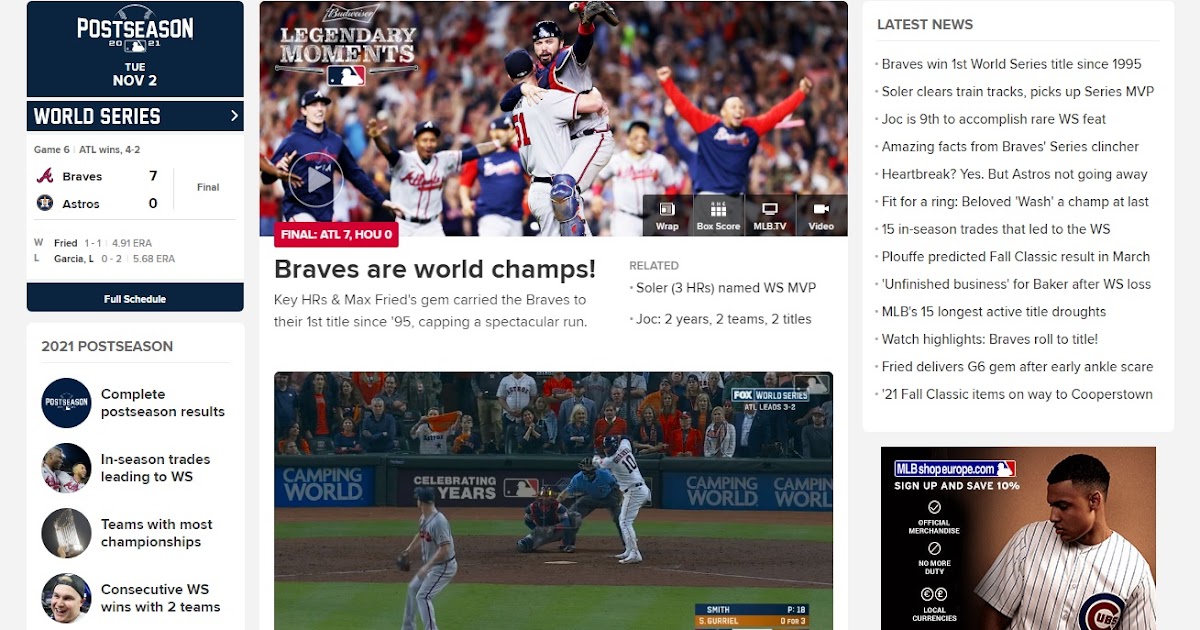 L'URLO: World Series agli Atlanta Braves, la sfida con Houston si chiude in gara-6