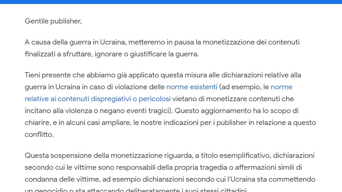 L'URLO: Guerra in Ucraina: la censura di Google AdSense colpisce il pensiero dissonante