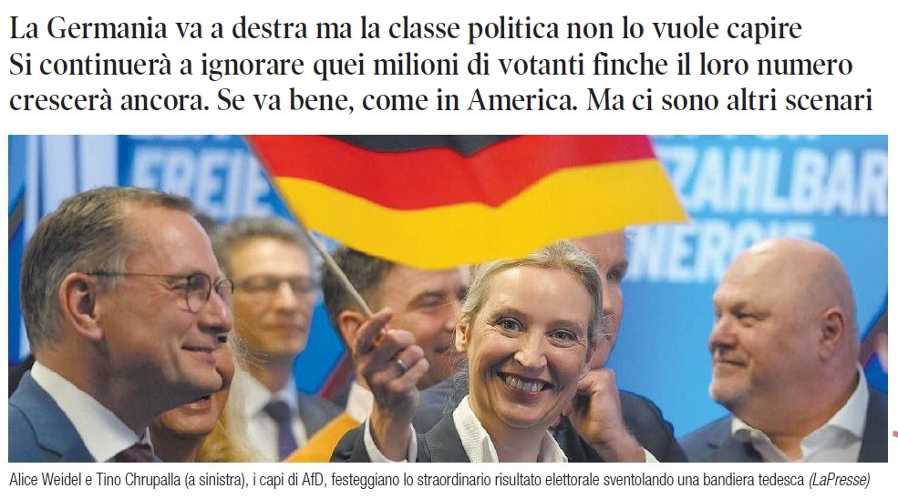 L'URLO: Elezioni tedesche: AfD trionfa fra i giovani e in Germania Est, i complimenti americani