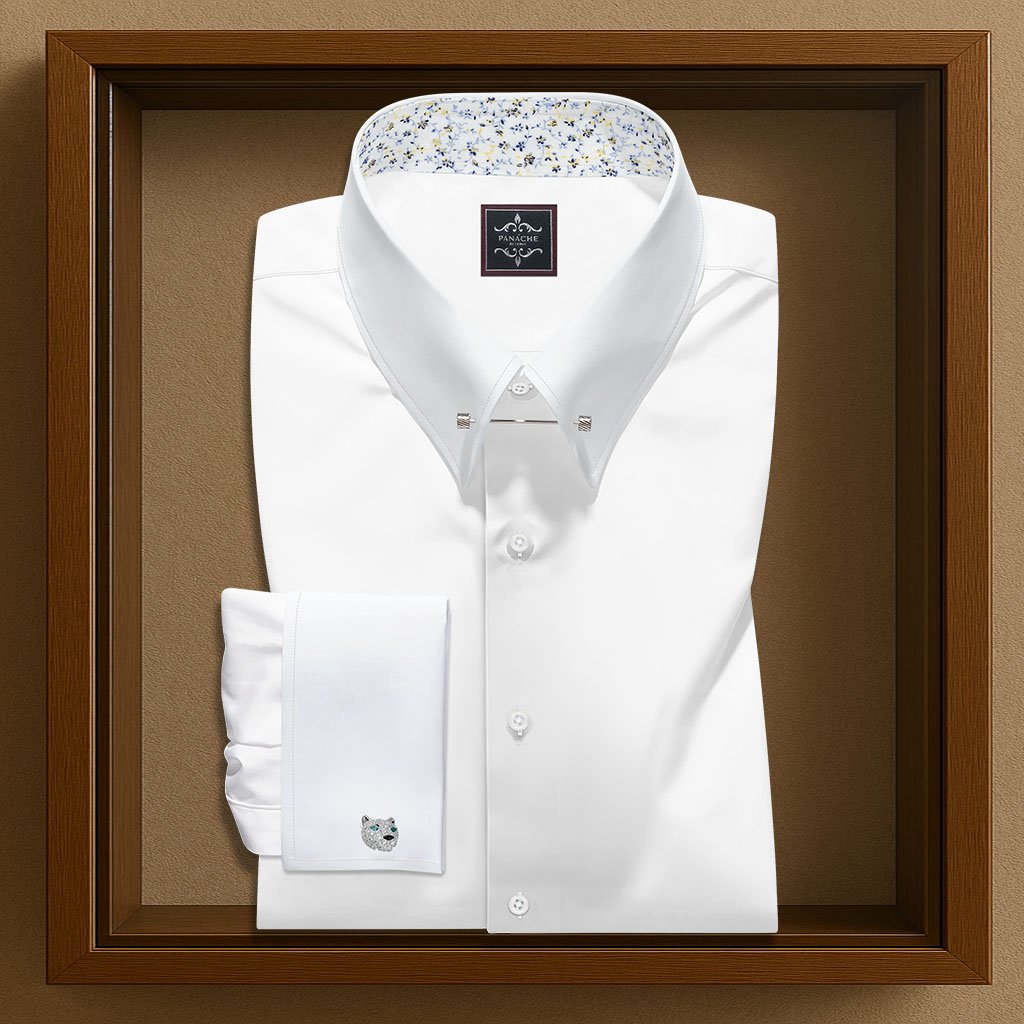 White Pin Collar Shirt | 100% Cotton Poplin Luxury Dress Shirt | Panache Bespoke